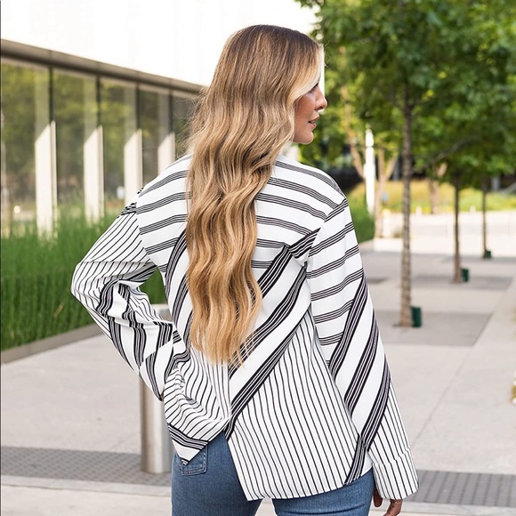 Kerrently The Drop Black/ White Stripe Knotted Tunic by Courtney Kerr - Picture 4 of 11